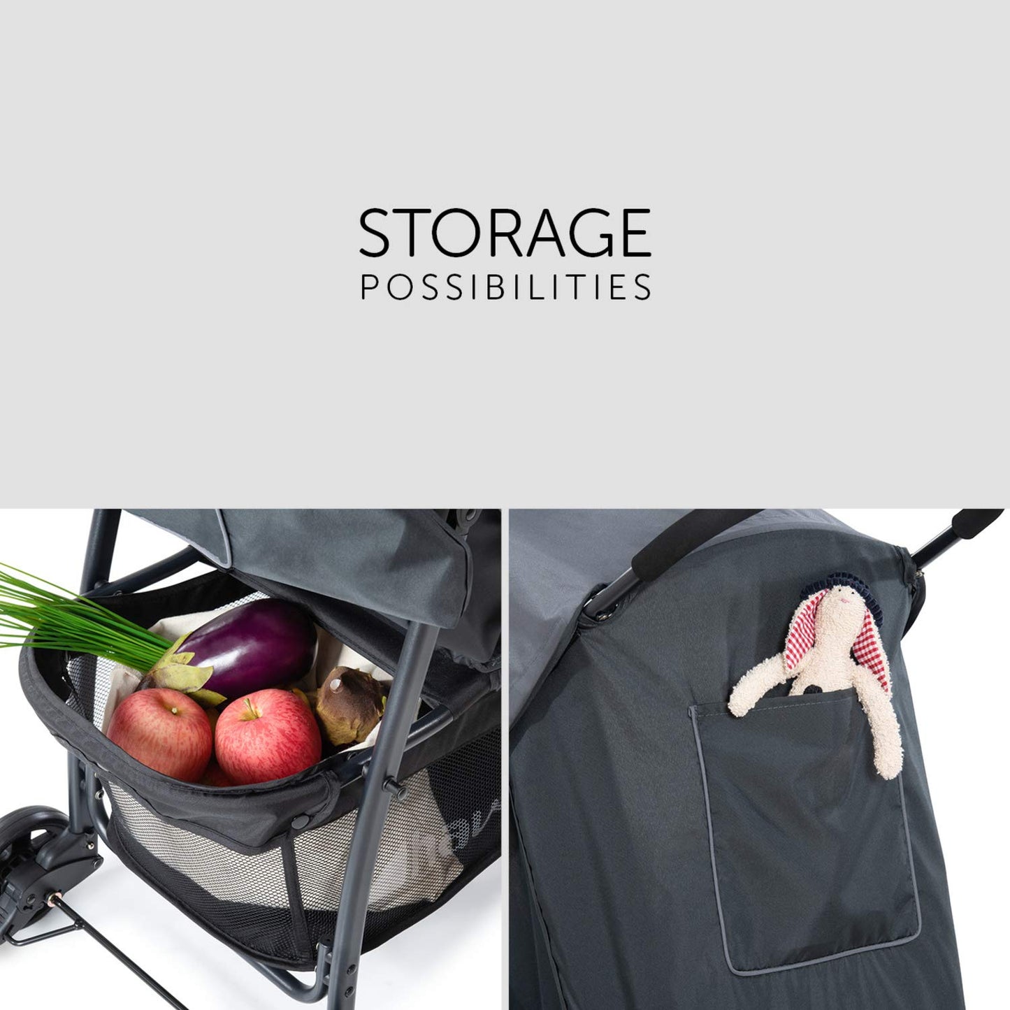 Carrito de Bebé Ultraligero – Reclinable, Plegado Compacto, Gris