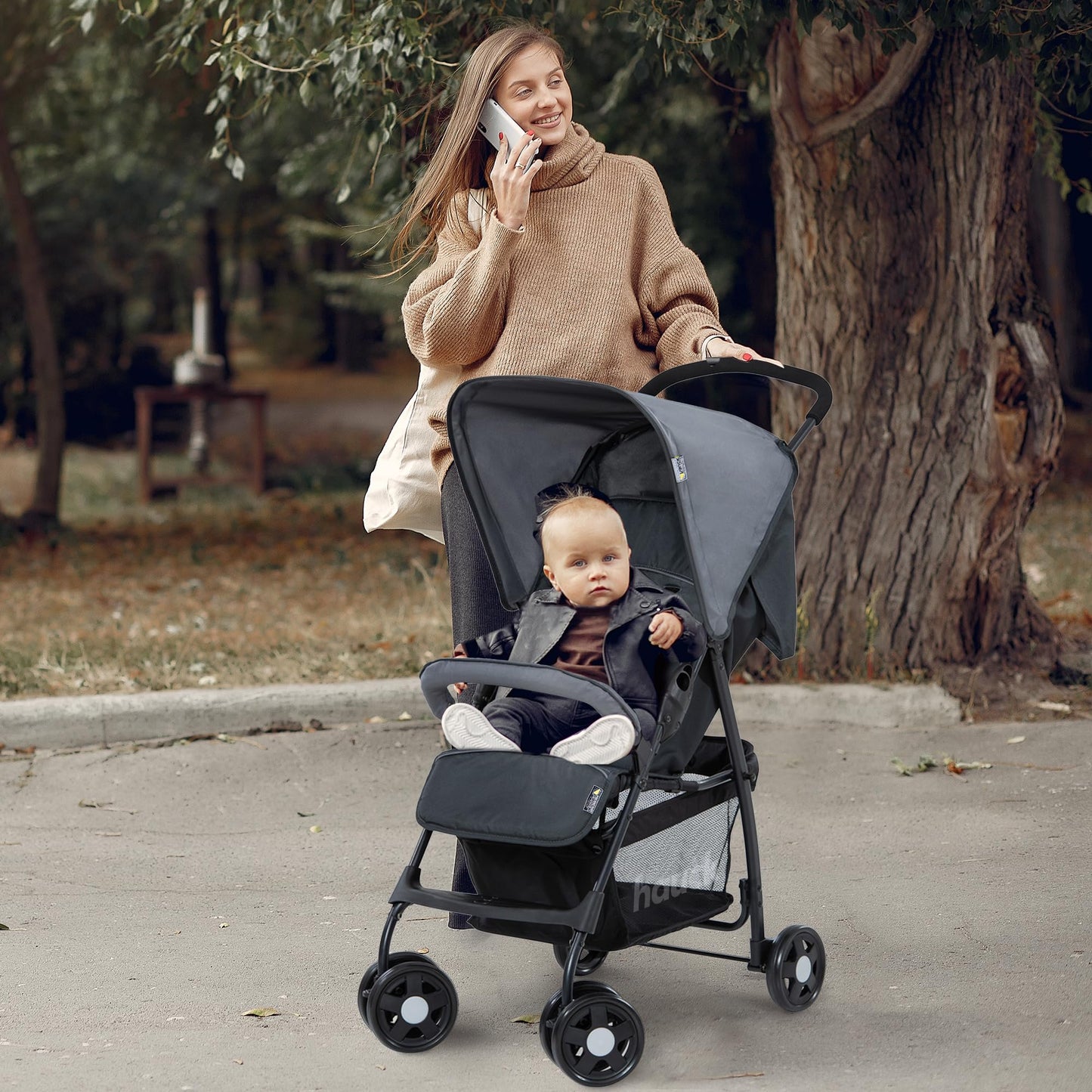Carrito de Bebé Ultraligero – Reclinable, Plegado Compacto, Gris